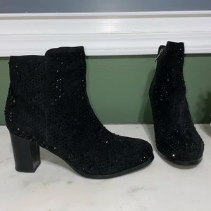 Azura Black Crystal Heeled Booties size 9